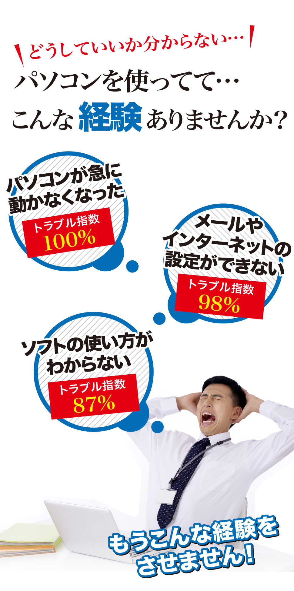 パソコンの修理こんなお悩みトラブルはありませんか